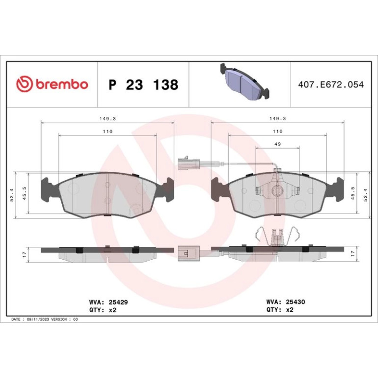 BREMBO Bremsklötze VA P 23 138 BREMBO Bremsklötze VA P 23 138