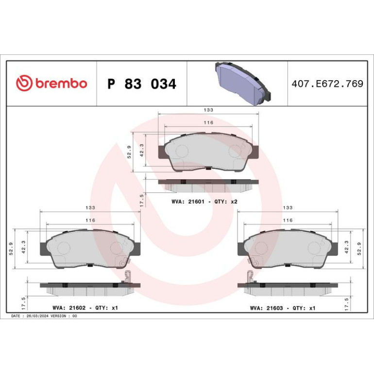 BREMBO Bremsklötze VA P 83 034 BREMBO Bremsklötze VA P 83 034