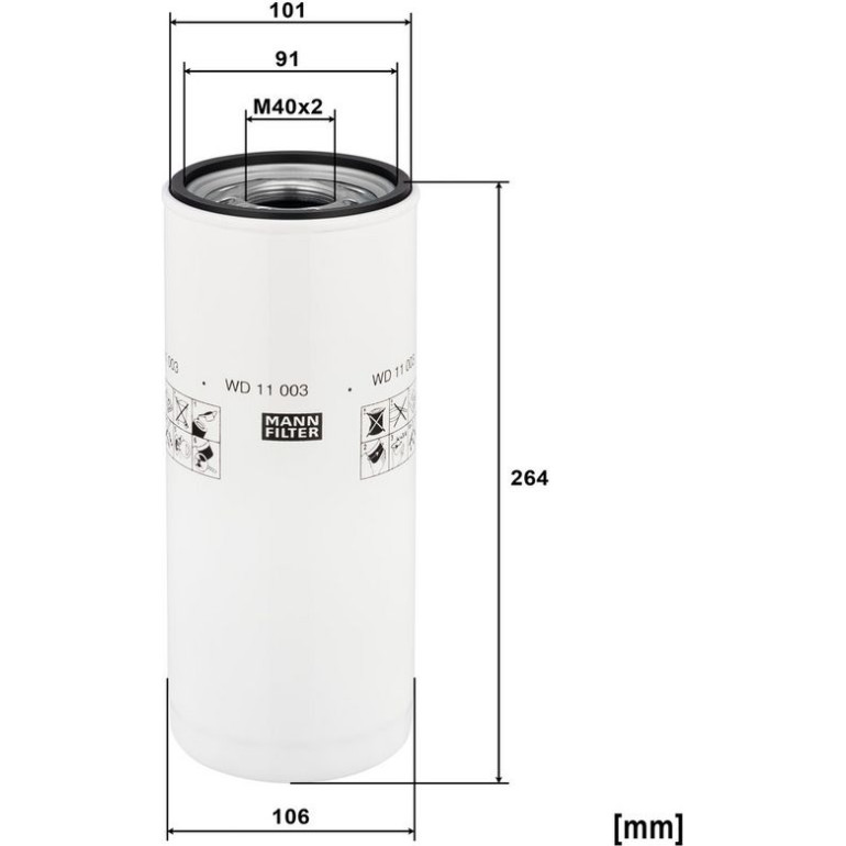 Mann & Hummel Hydraulikfilter Industrie WD 11 003 Mann & Hummel Hydraulikfilter Industrie WD 11 003