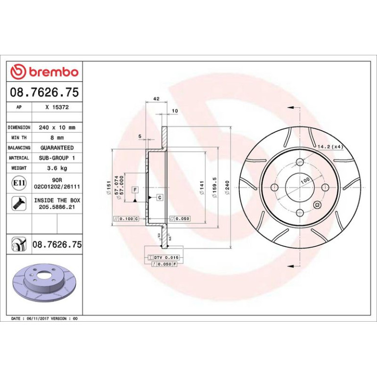 10 482 012M Bremsscheibe HA Brembo Max 08.7626.75 10 482 012M Bremsscheibe HA Brembo Max 08.7626.75