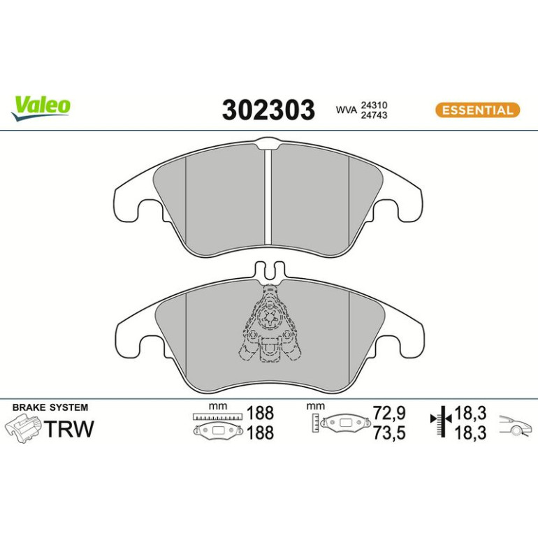 VALEO Bremsbeläge 302303 VALEO Bremsbeläge 302303