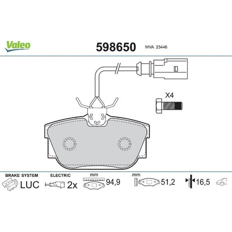 VALEO Bremsbeläge 598650