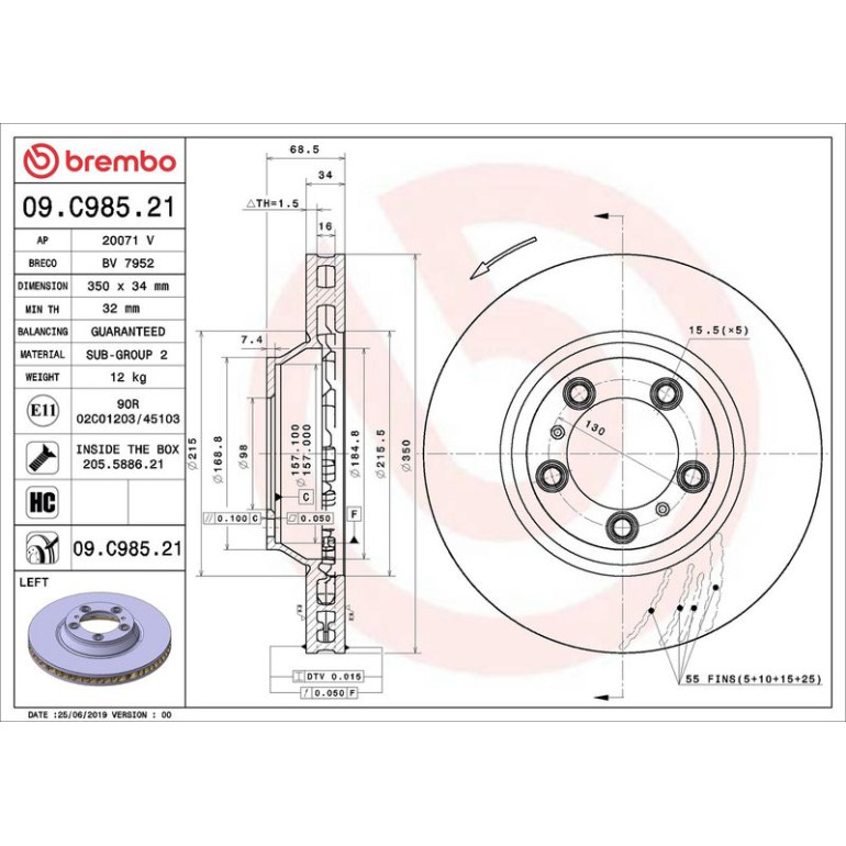 Bremsscheibe VA li 09.C985.21 Bremsscheibe VA li 09.C985.21