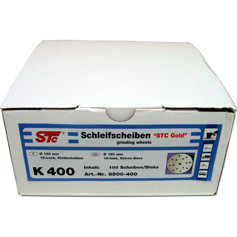 STC Schleifscheibe Gold (150 mm, 15 Loch, Klett), 400er Körnung | 8500400