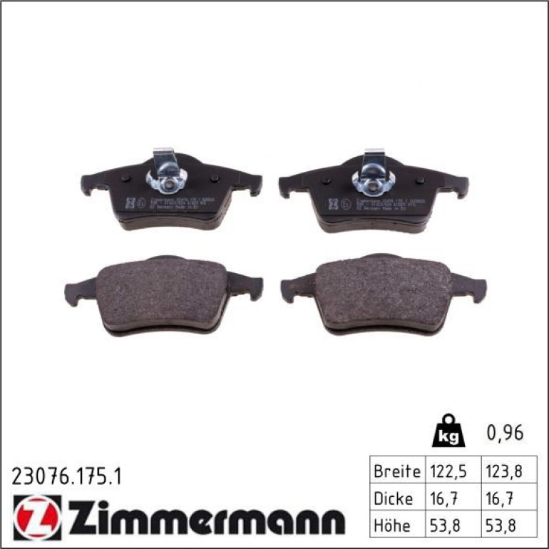 ZIMMERMANN Bremsbeläge 23076.175.1 ZIMMERMANN Bremsbeläge 23076.175.1