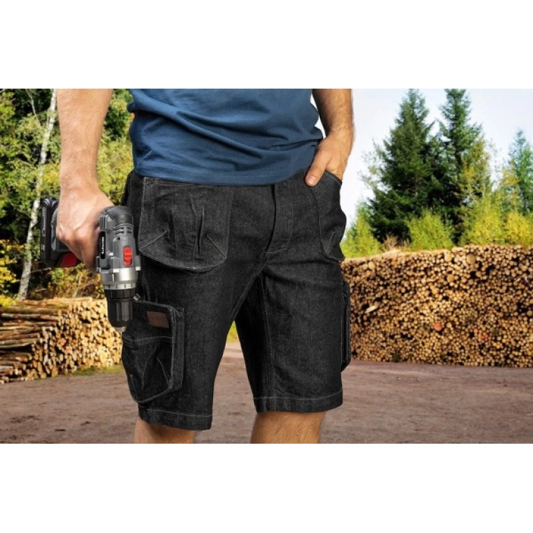 Kurze Denim-Arbeitsshorts, Schwarz, Größe Xl 81-273-XL Kurze Denim-Arbeitsshorts, Schwarz, Größe Xl 81-273-XL