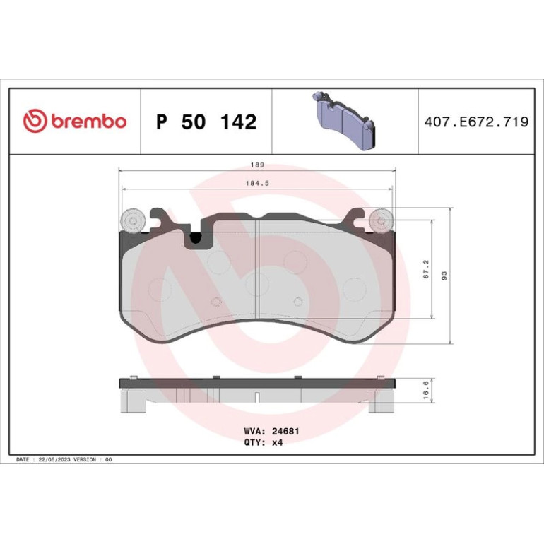 BREMBO Bremsklötze VA P 50 142 BREMBO Bremsklötze VA P 50 142