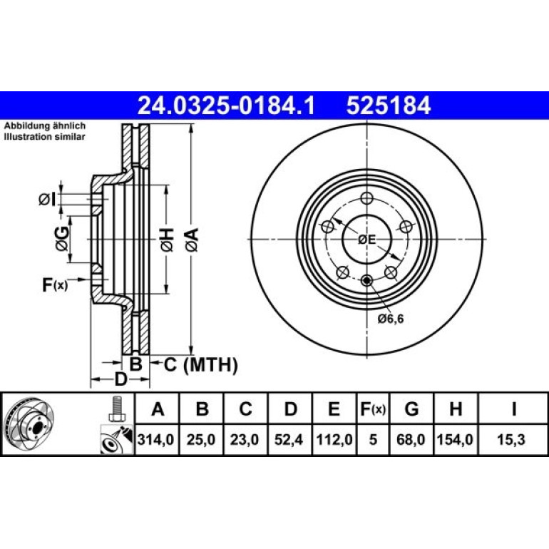 Bremsscheibe Audi S. A4/A5 07- Power Disc 24.0325-0184.1 Bremsscheibe Audi S. A4/A5 07- Power Disc 24.0325-0184.1