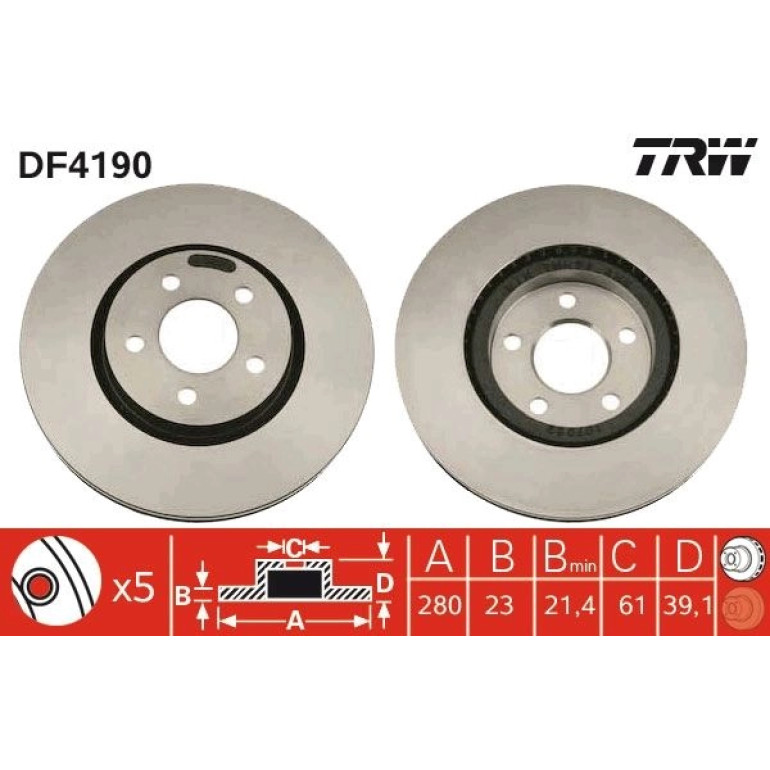Bremsscheibe Chrysler P. Cruiser 1.6-2.4 00-10 DF4190