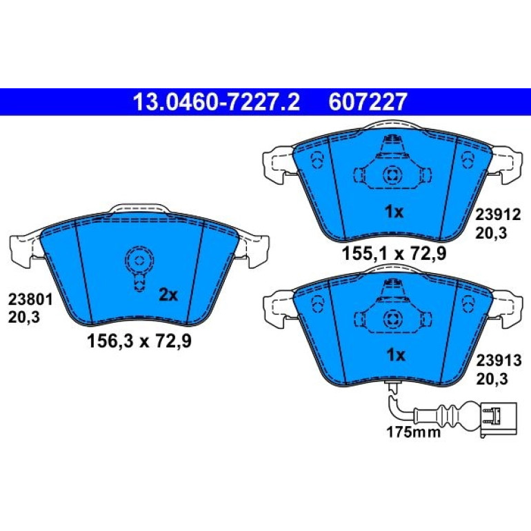Bremsbelagsatz Vw P. Golf/Scirocco 1.2-2.0 05- Mit Sensor 13.0460-7227.2 Bremsbelagsatz Vw P. Golf/Scirocco 1.2-2.0 05- Mit Sensor 13.0460-7227.2