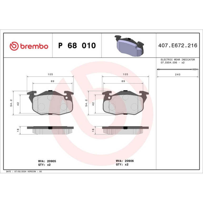 BREMBO Bremsklötze VA P 68 010 BREMBO Bremsklötze VA P 68 010