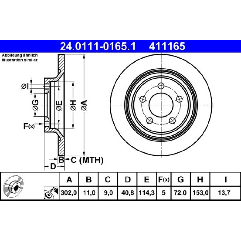 Bremsscheibe Mazda T. 5 1.8-2.0 05 24.0111-0165.1 Bremsscheibe Mazda T. 5 1.8-2.0 05 24.0111-0165.1