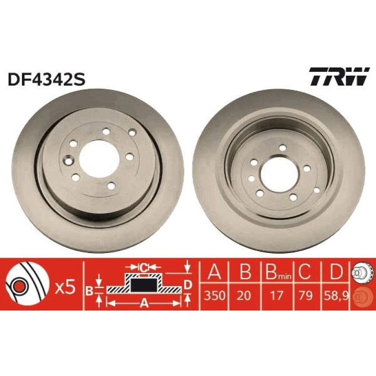 Bremsscheibe Land Rover T. Discovery/Range Rover 2.7-3.0Td/4.0-5.0 4X4 05 DF4342S Bremsscheibe Land Rover T. Discovery/Range Rover 2.7-3.0Td/4.0-5.0 4X4 05 DF4342S