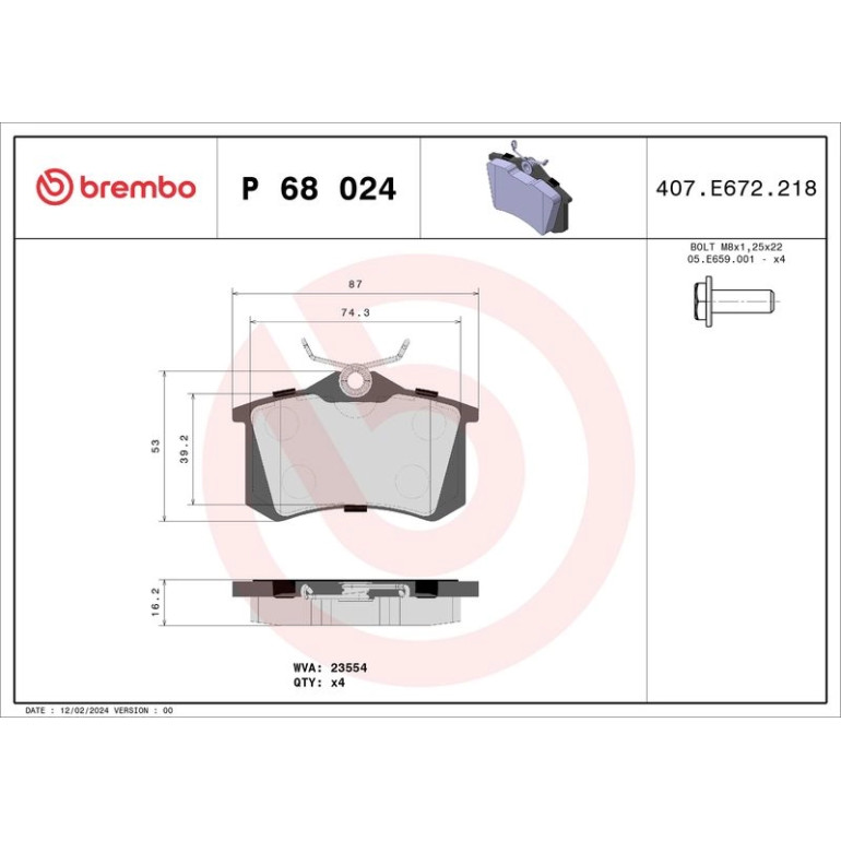 BREMBO Bremsklötze HA P 68 024 BREMBO Bremsklötze HA P 68 024