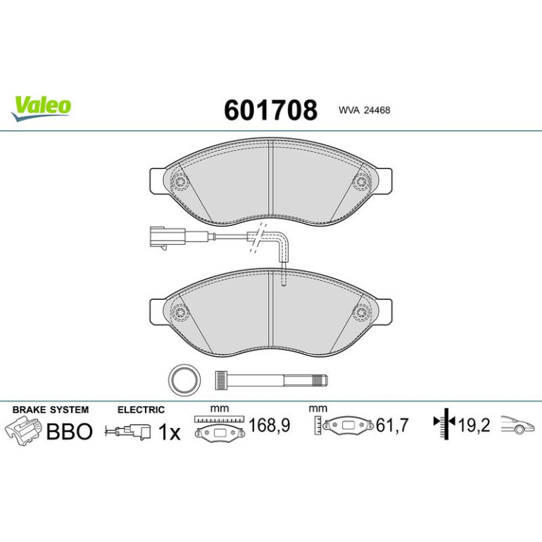 VALEO Bremsbeläge 601708 VALEO Bremsbeläge 601708