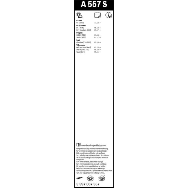 Bosch Scheibenwischer Aerotwin A557S Spoiler, Set 3397007557 Bosch Scheibenwischer Aerotwin A557S Spoiler, Set 3397007557