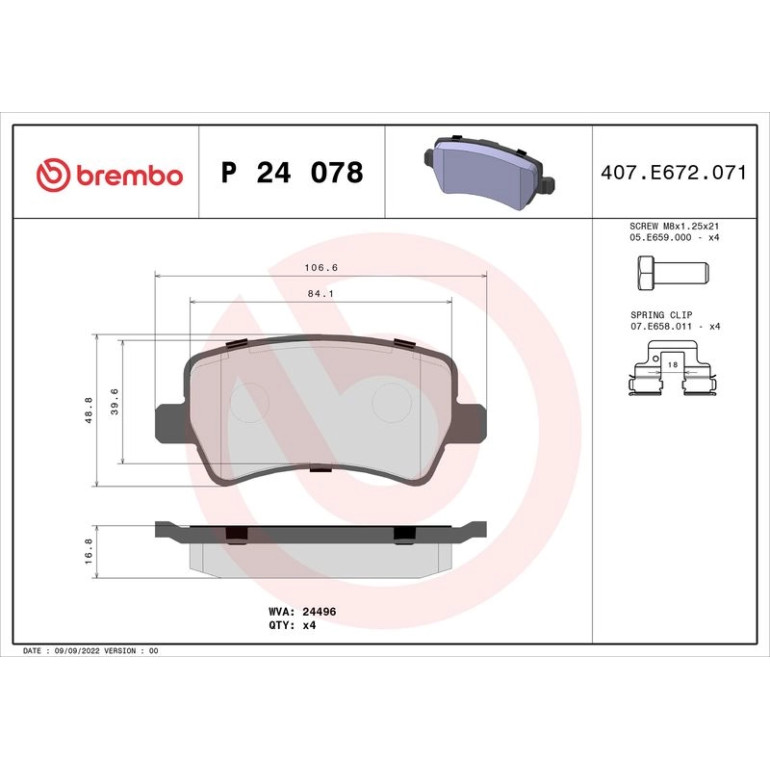 BREMBO Bremsklötze HA P 24 078 BREMBO Bremsklötze HA P 24 078