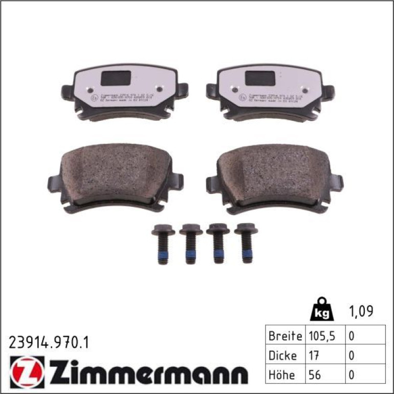 ZIMMERMANN Bremsbeläge 23914.970.1 ZIMMERMANN Bremsbeläge 23914.970.1