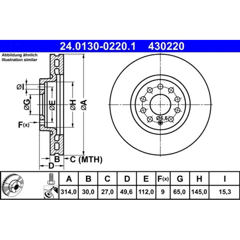 Bremsscheibe Vw P. Sharan/Tiguan 1.4-2.0 10 24.0130-0220.1 Bremsscheibe Vw P. Sharan/Tiguan 1.4-2.0 10 24.0130-0220.1