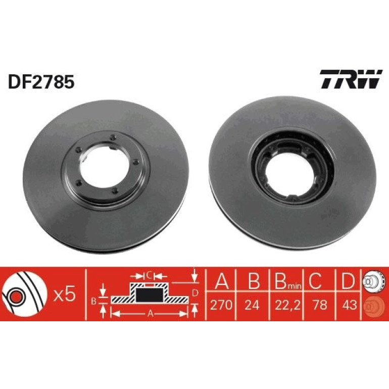 Bremsscheibe Ford P. Transit 2.0/2.5 Td 91-00 DF2785 Bremsscheibe Ford P. Transit 2.0/2.5 Td 91-00 DF2785