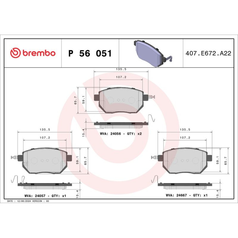BREMBO Bremsklötze VA P 56 051 BREMBO Bremsklötze VA P 56 051