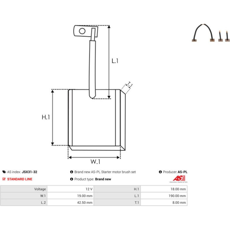 Kohlebürste, Starter JSX31-32 Kohlebürste, Starter JSX31-32