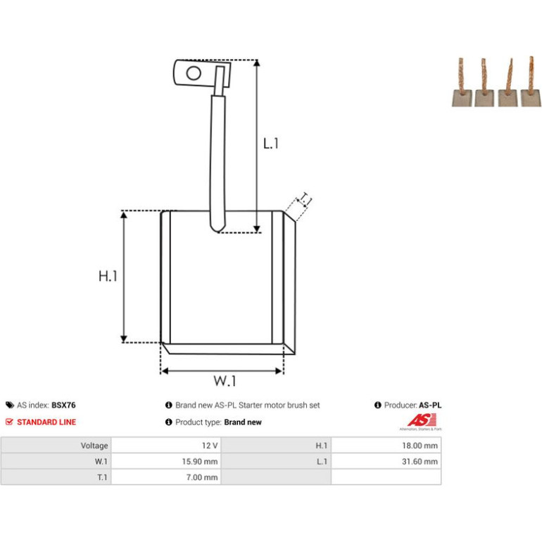 Kohlebürste, Starter BSX76 Kohlebürste, Starter BSX76