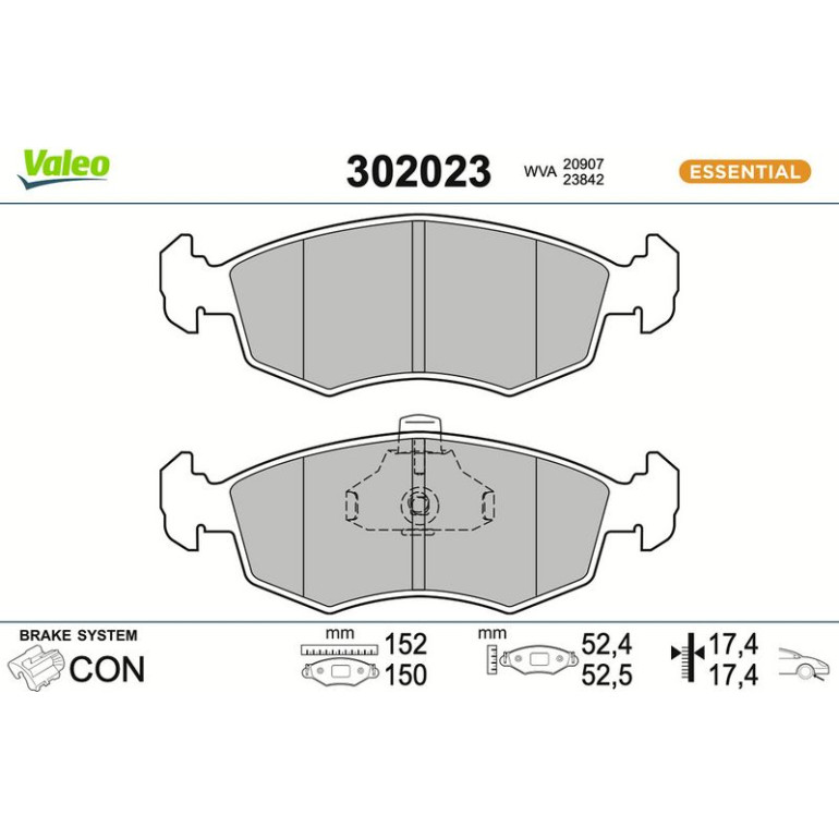 VALEO Bremsbeläge 302023 VALEO Bremsbeläge 302023