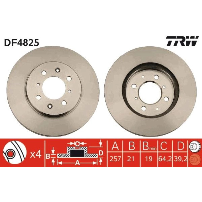Bremsscheibe Honda P. Jazz 02-/08-/City 08- 258Mm Höhe. 39,2 Mm DF4825 Bremsscheibe Honda P. Jazz 02-/08-/City 08- 258Mm Höhe. 39,2 Mm DF4825