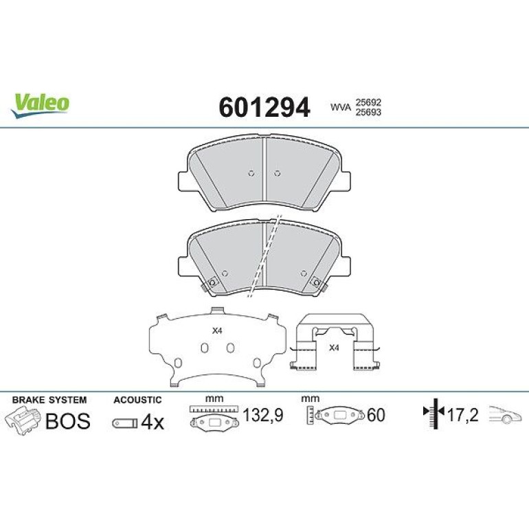VALEO Bremsbeläge 601294 VALEO Bremsbeläge 601294