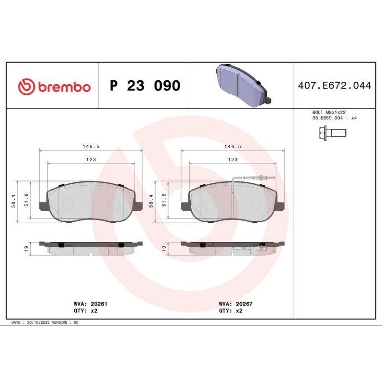 BREMBO Bremsklötze VA P 23 090 BREMBO Bremsklötze VA P 23 090