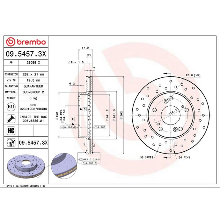 Bremsscheibe VA Xtra 09.5457.3X Bremsscheibe VA Xtra 09.5457.3X