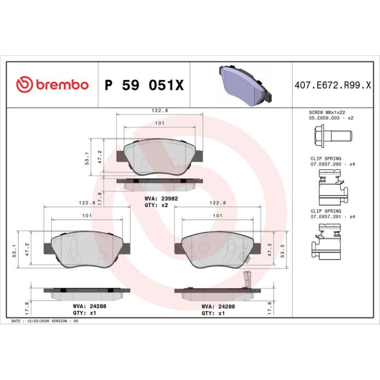 BREMBO Bremsklötze Xtra VA P 59 051X BREMBO Bremsklötze Xtra VA P 59 051X