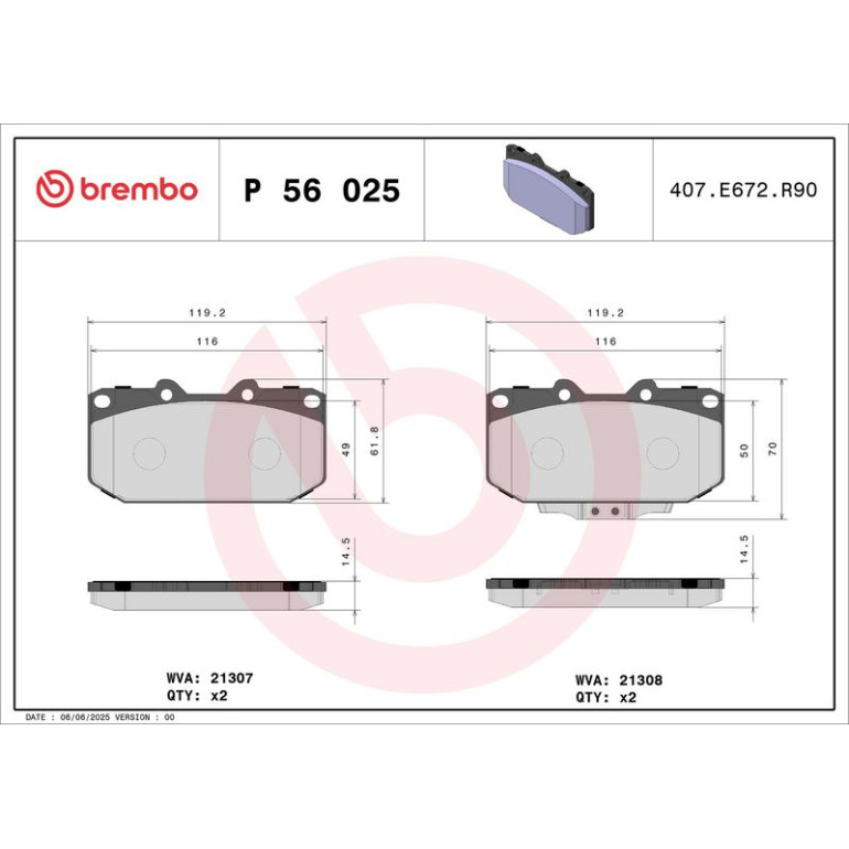 BREMBO Bremsklötze VA P 56 025 BREMBO Bremsklötze VA P 56 025