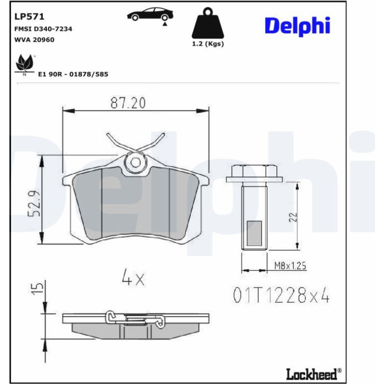 DELPHI Bremsbeläge LP571 DELPHI Bremsbeläge LP571