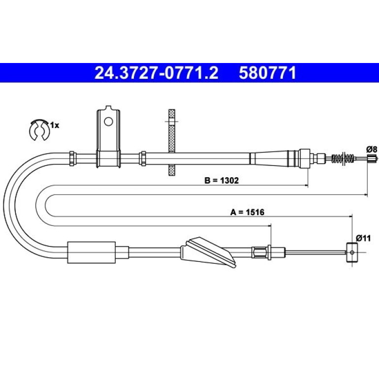 ATE Handbremsseil Seilzug Festellbremse 24.3727-0771.2 ATE Handbremsseil Seilzug Festellbremse 24.3727-0771.2