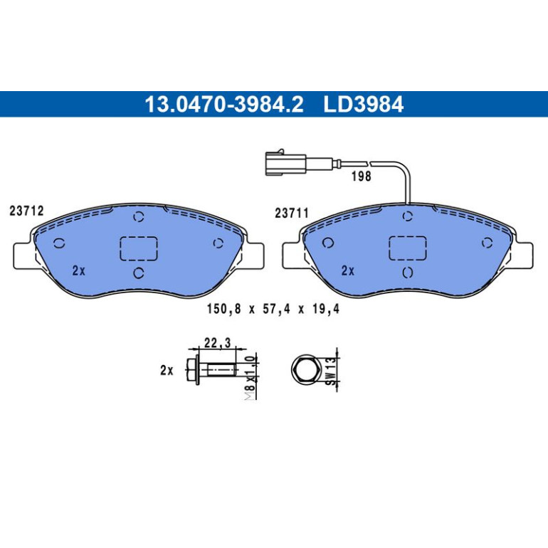 Bremsbelagsatz Fiat P. Bravo/Stilo 1.4-2.4/1.9-2.0D 01- Keramik 13.0470-3984.2 Bremsbelagsatz Fiat P. Bravo/Stilo 1.4-2.4/1.9-2.0D 01- Keramik 13.0470-3984.2