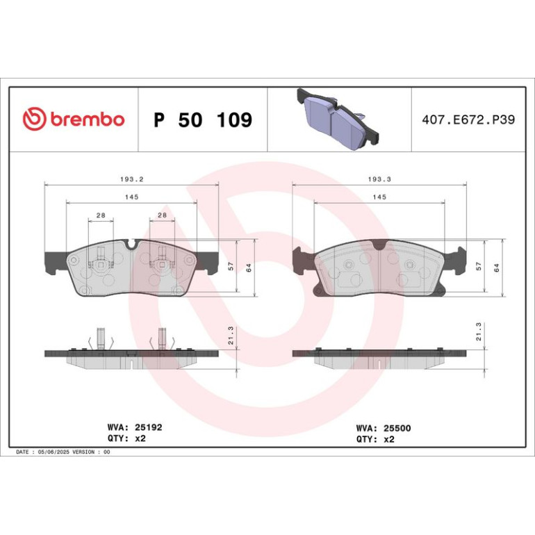 BREMBO Bremsklötze VA P 50 109 BREMBO Bremsklötze VA P 50 109