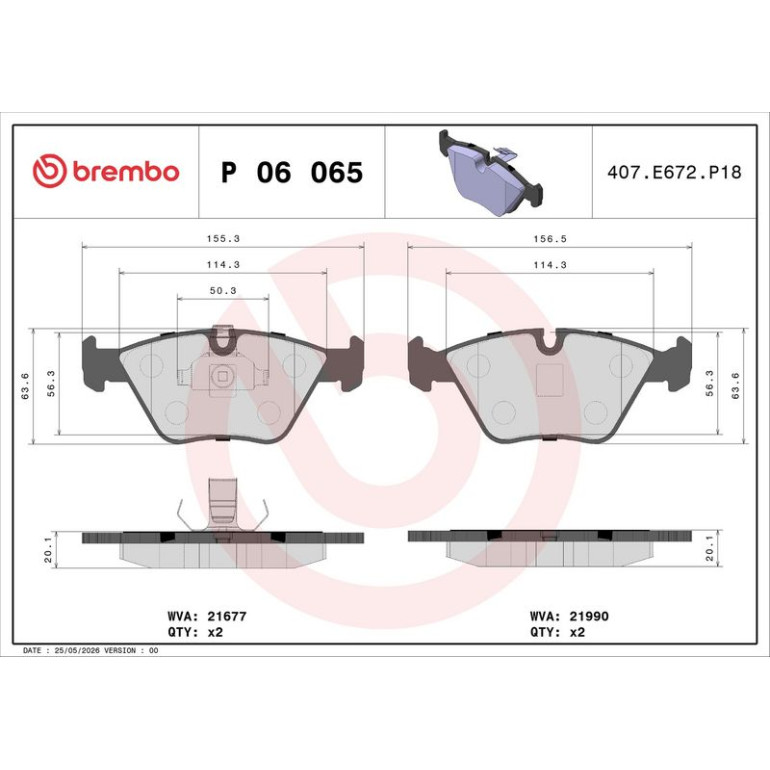 BREMBO Bremsklötze VA P 06 065 BREMBO Bremsklötze VA P 06 065