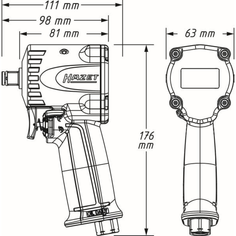 Hazet 9012M-1 Mini 1/2 Schlag-Druckluftschlüssel Hazet 9012M-1 Mini 1/2 Schlag-Druckluftschlüssel