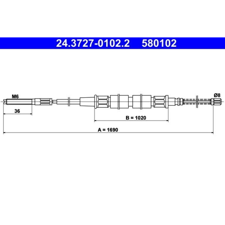 Seilzug, Feststellbremse 24.3727-0102.2 Seilzug, Feststellbremse 24.3727-0102.2