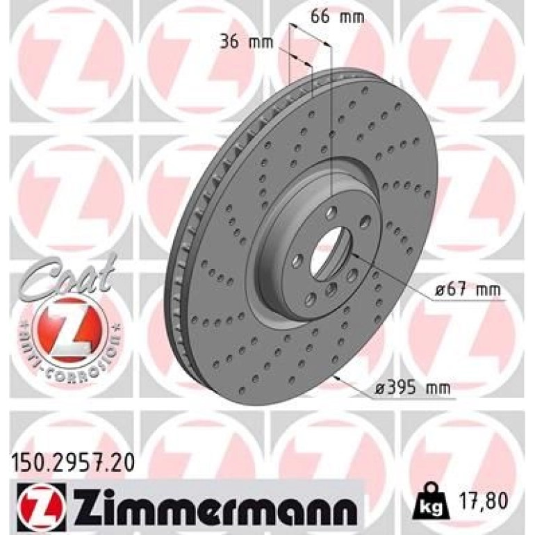 ZIMMERMANN Bremsscheibe 150.2957.20 ZIMMERMANN Bremsscheibe 150.2957.20