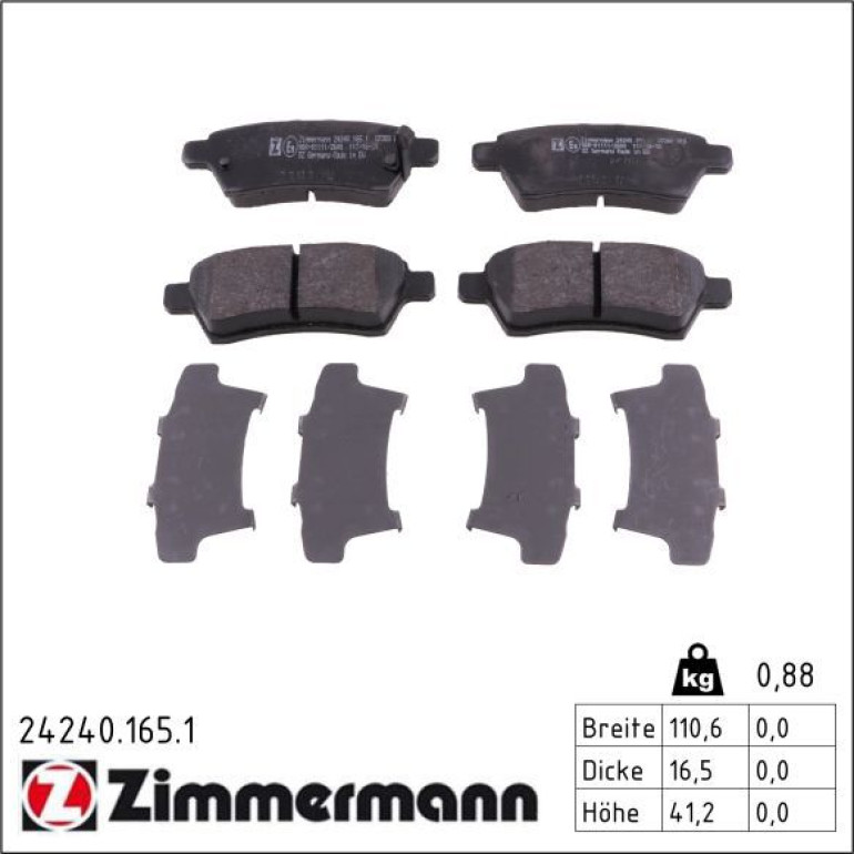 ZIMMERMANN Bremsbeläge 24240.165.1 ZIMMERMANN Bremsbeläge 24240.165.1