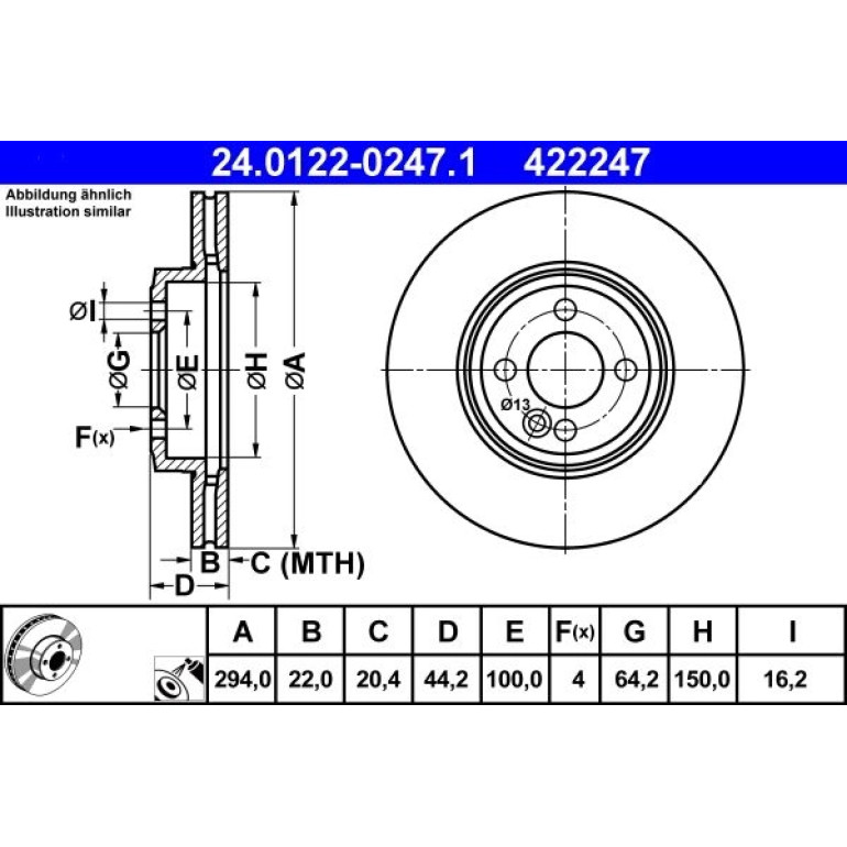 Bremsscheibe Mini P. Cooper 06-15 24.0122-0247.1 Bremsscheibe Mini P. Cooper 06-15 24.0122-0247.1