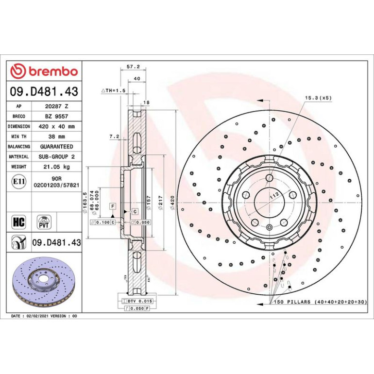 Bremsscheibe VA 09.D481.43 Bremsscheibe VA 09.D481.43