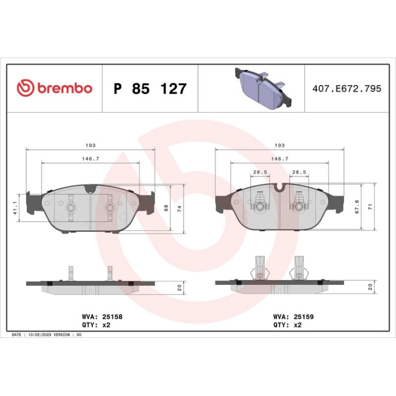 BREMBO Bremsklötze VA P 85 127 BREMBO Bremsklötze VA P 85 127