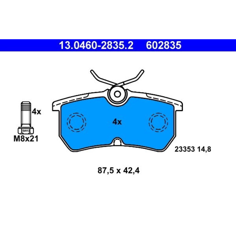 Bremsbelagsatz Ford T. Focus 1.4-2.0 16V 98-04 13.0460-2835.2 Bremsbelagsatz Ford T. Focus 1.4-2.0 16V 98-04 13.0460-2835.2