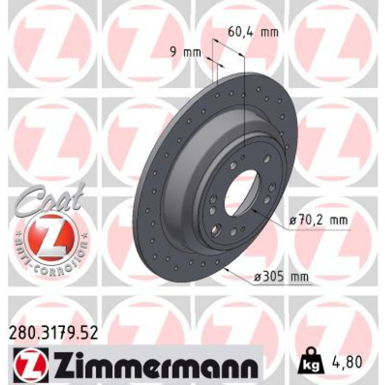 ZIMMERMANN Bremsscheibe 280.3179.52 ZIMMERMANN Bremsscheibe 280.3179.52