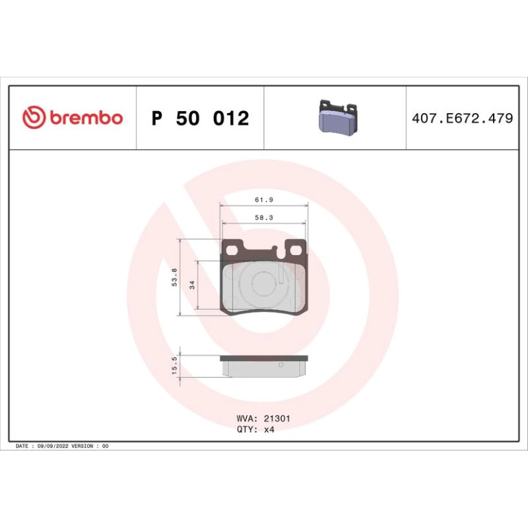 BREMBO Bremsklötze HA P 50 012 BREMBO Bremsklötze HA P 50 012