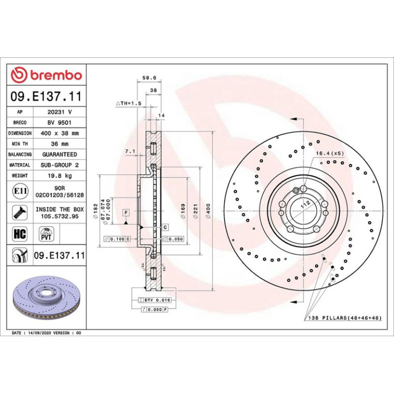 Bremsscheibe VA 09.E137.11 Bremsscheibe VA 09.E137.11